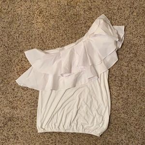 Sunday in Brooklyn White One Shoulder Top Sz S